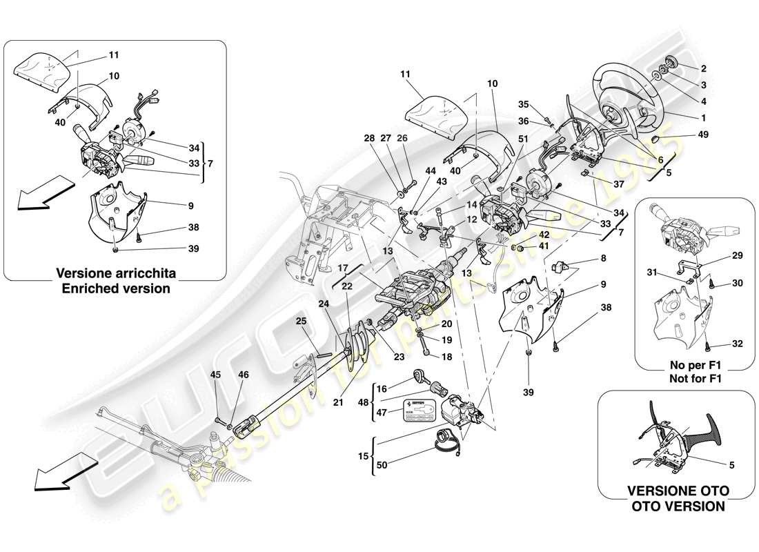 ferrari 612 sessanta (europe) commande de direction schéma des pièces