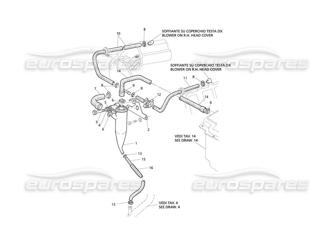 maserati qtp v8 evoluzione récupération des vapeurs d'huile schéma des pièces