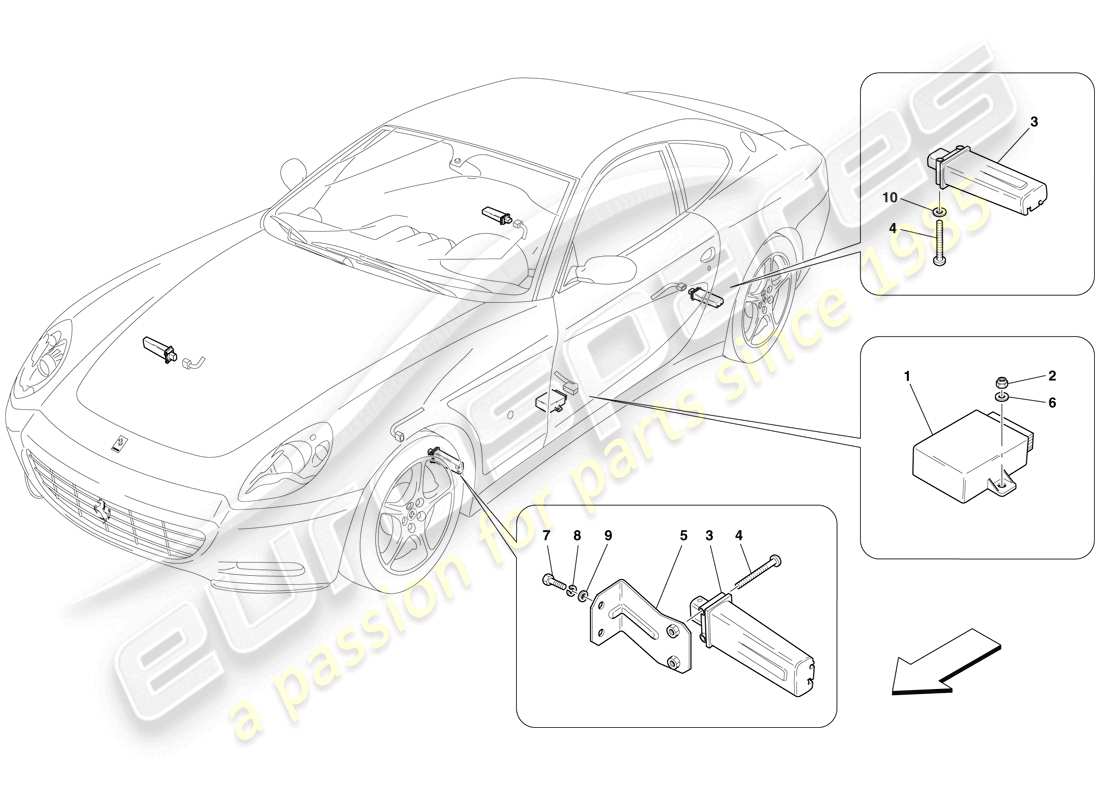 ferrari 612 sessanta (europe) système de surveillance de la pression des pneus schéma des pièces