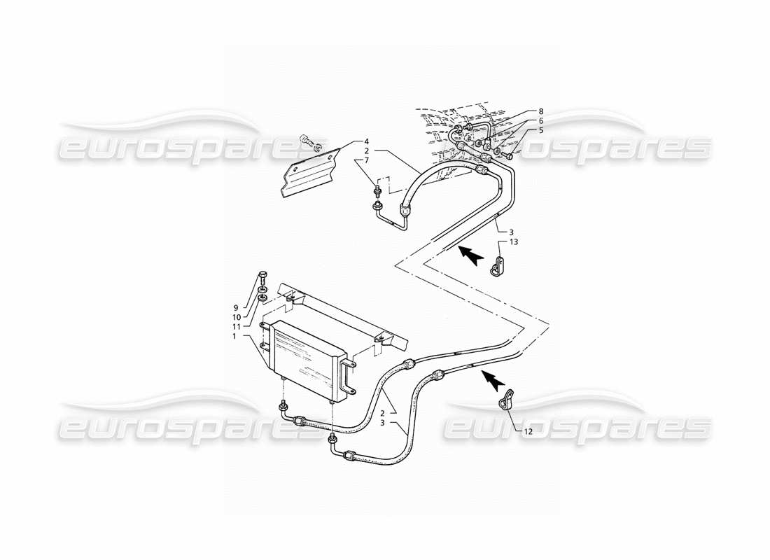 maserati qtp. 3.2 v8 (1999) transmission automatique (4hp) schéma des pièces du radiateur d'huile