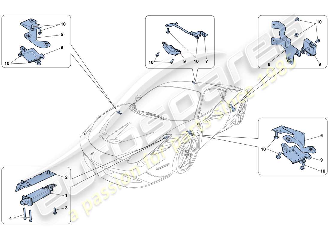 ferrari 458 speciale (usa) système de surveillance de la pression des pneus schéma des pièces