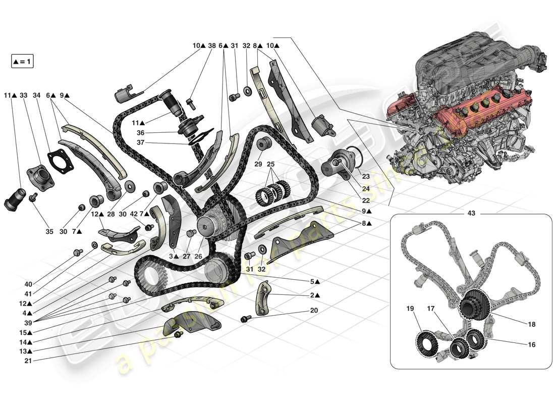 ferrari laferrari (usa) système de distribution - entraînement schéma des pièces