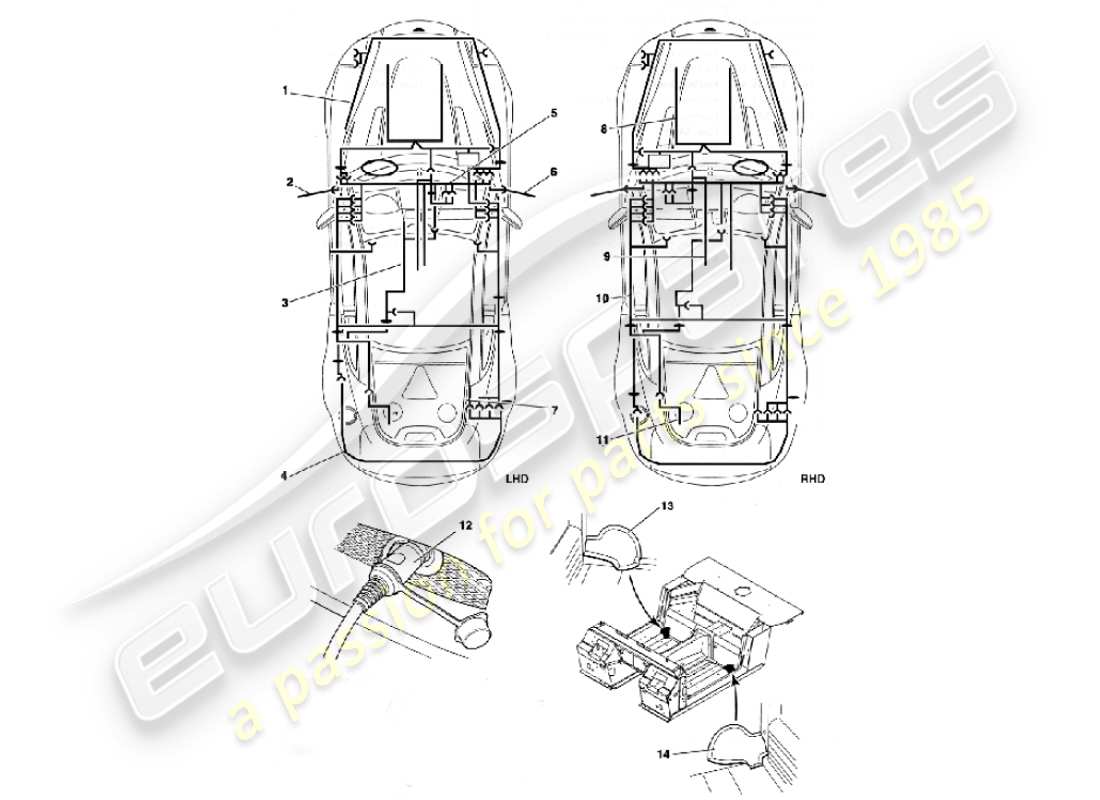 aston martin vanquish (2001) diagramme des pièces des faisceaux