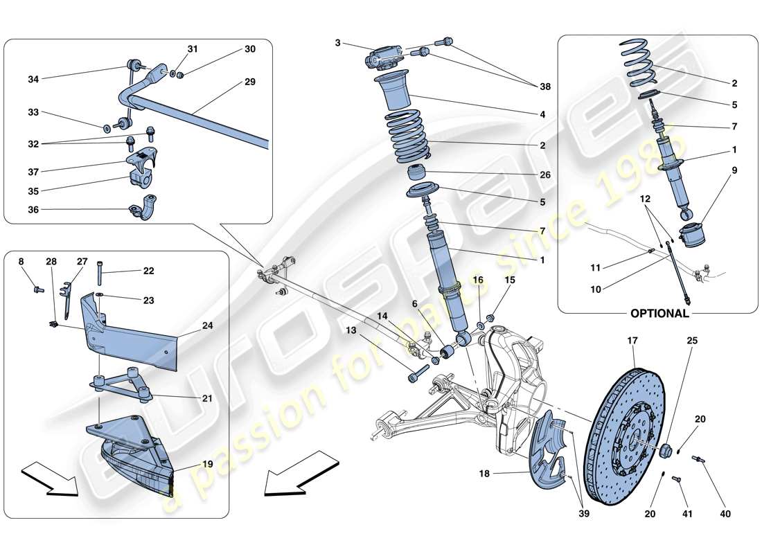 ferrari f12 tdf (usa) suspension avant - amortisseur et disque de frein schéma des pièces