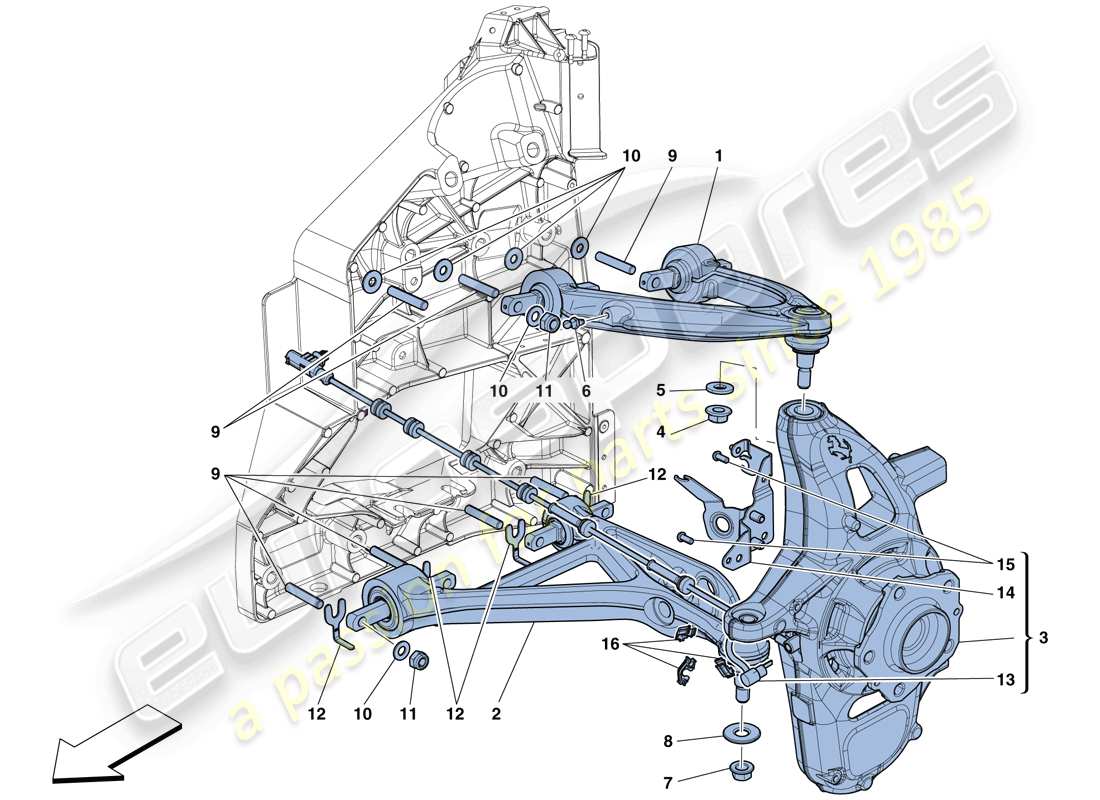 ferrari 488 spider (rhd) suspension avant - bras - schéma des pièces