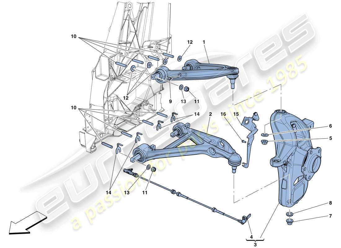 ferrari gtc4 lusso (rhd) suspension avant - bras - schéma des pièces