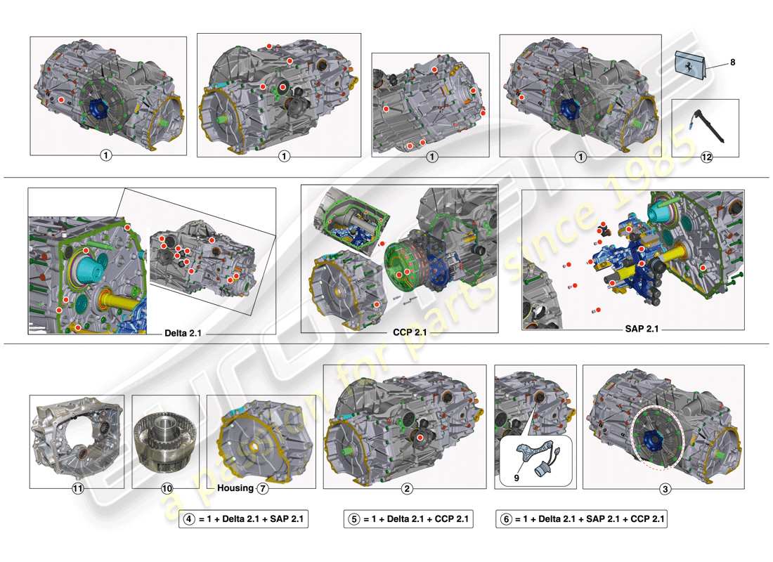 ferrari 458 italia (europe) kit de réparation boîte de vitesses schéma des pièces