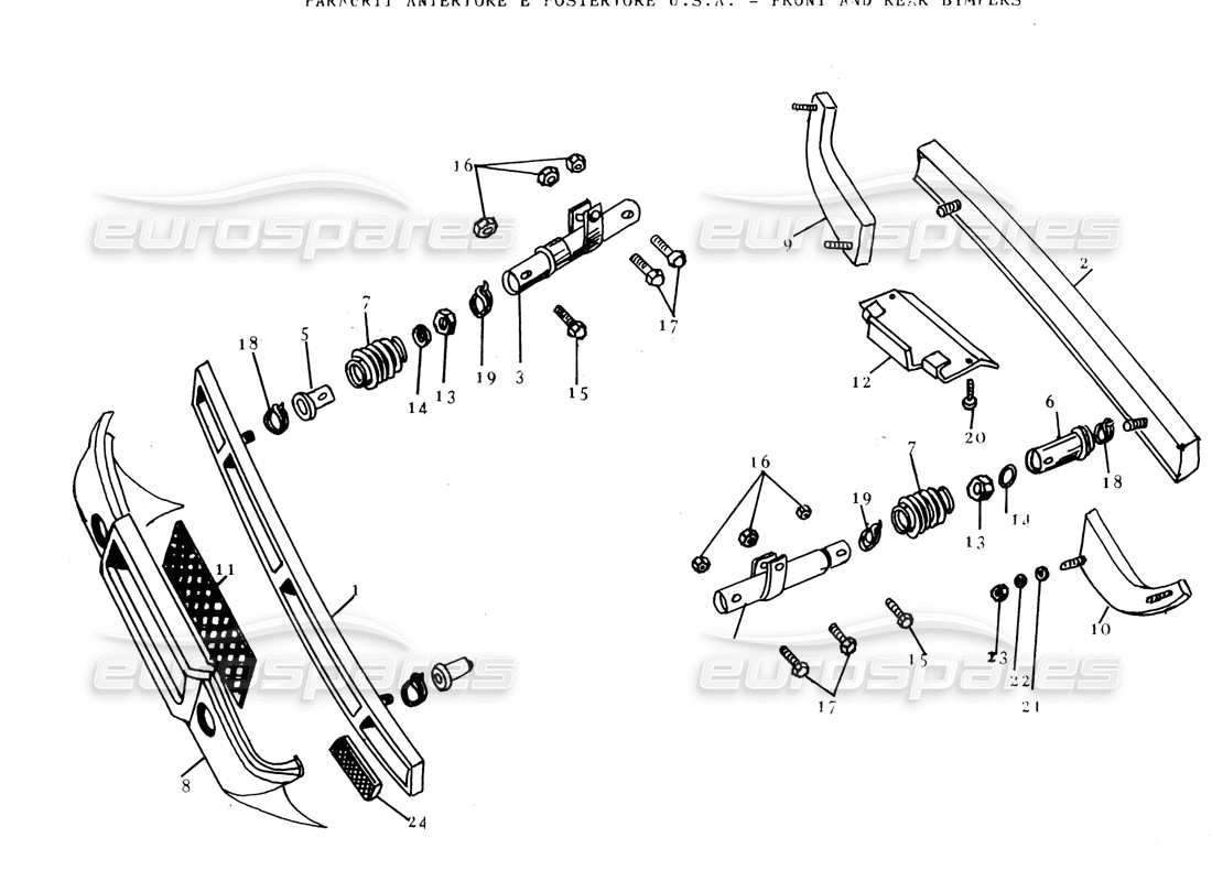 lamborghini espada front & rear bumpers usa part diagram