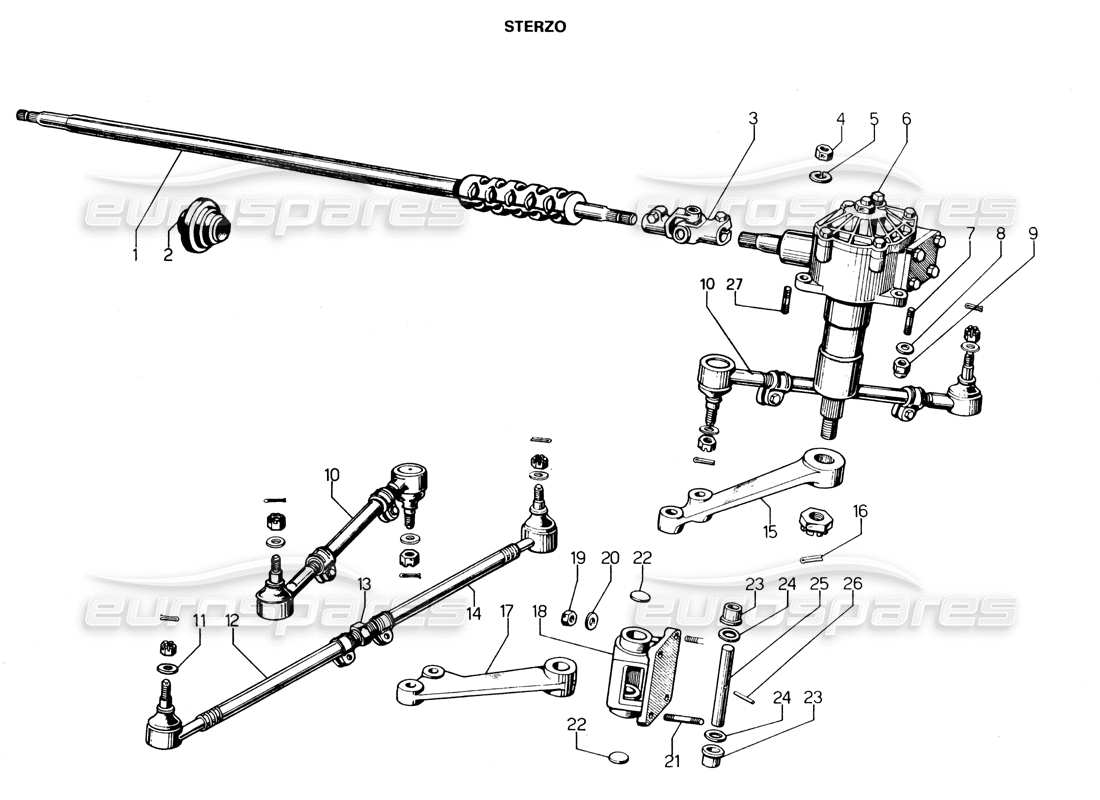 lamborghini espada steering box (gran bret, irlanda, australia) part diagram