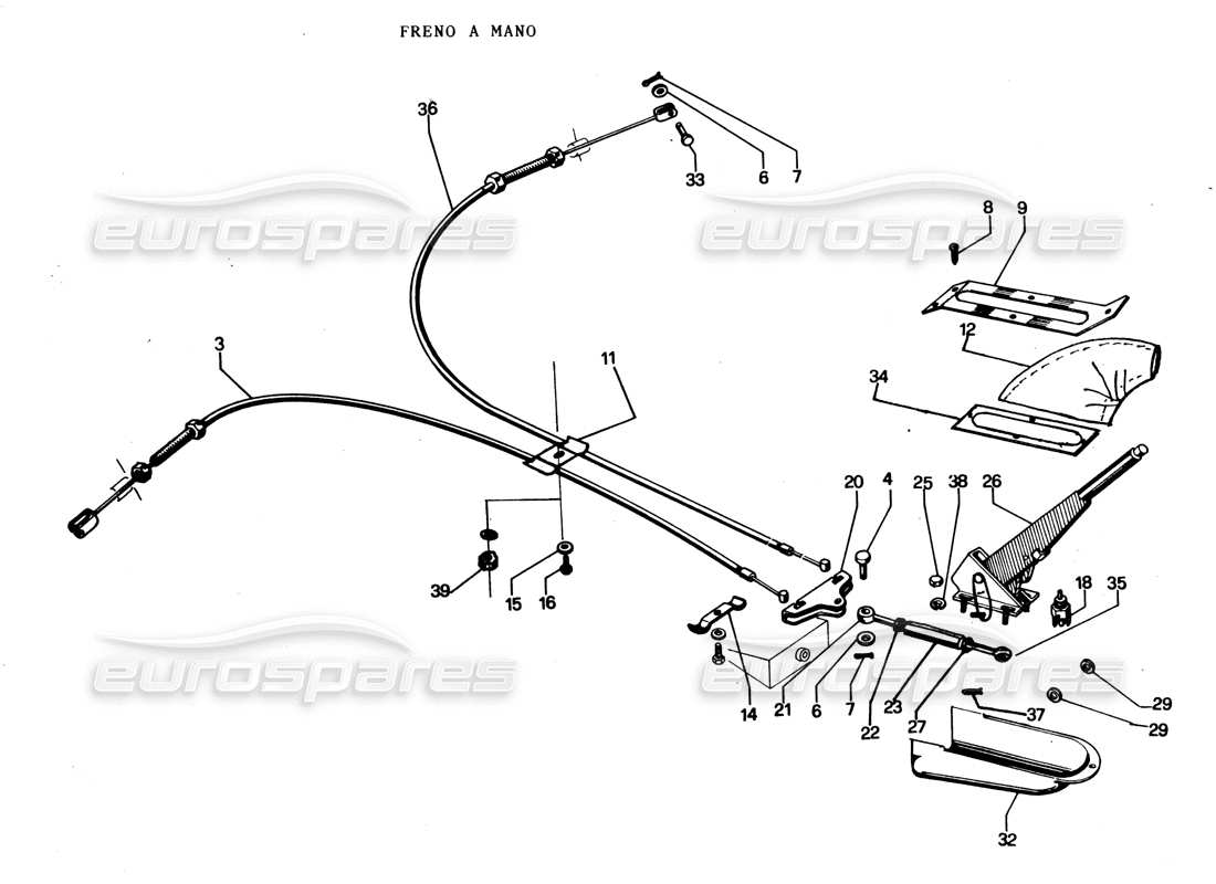 lamborghini espada handbrake (cambio automatico) part diagram