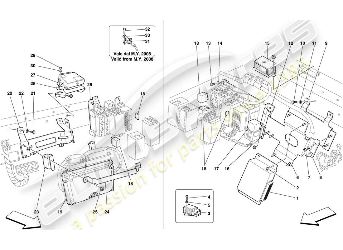 ferrari f430 coupe (usa) calculateurs d'habitacle arrière schéma des pièces