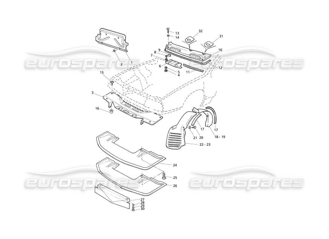 maserati qtp v6 evoluzione compartiment moteur : diagramme des pièces des carters