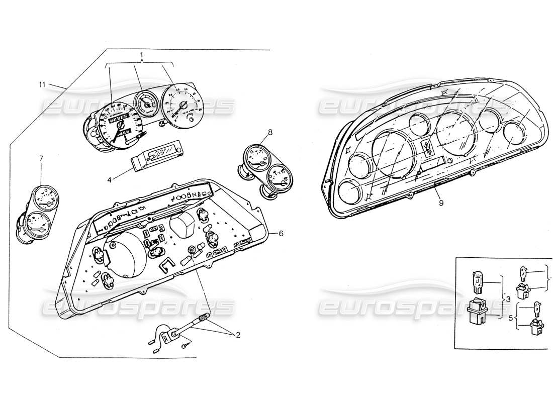 maserati 418 / 4.24v / 430 tableau de bord, diagramme de pièces borletti