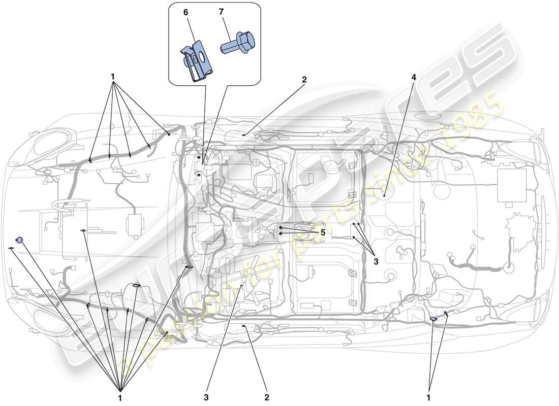 ferrari california (usa) fixations diverses pour le système électrique schéma des pièces