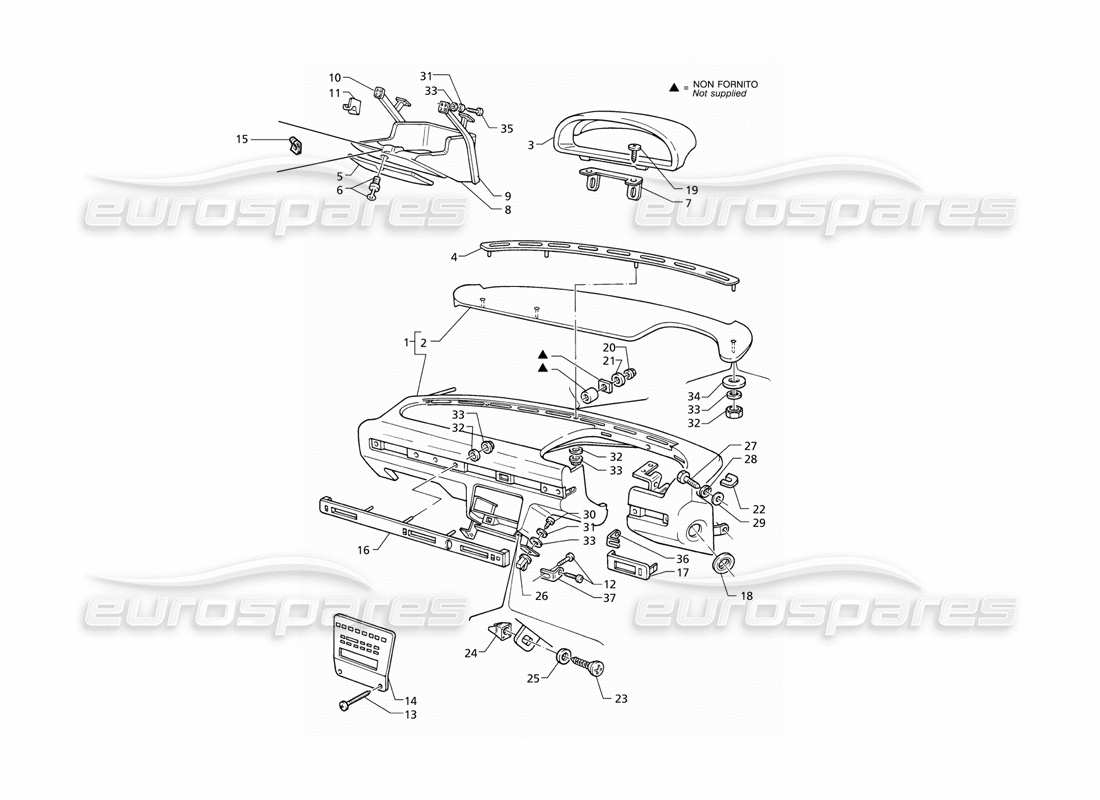 maserati qtp v6 (1996) tableau de bord (à droite) schéma des pièces