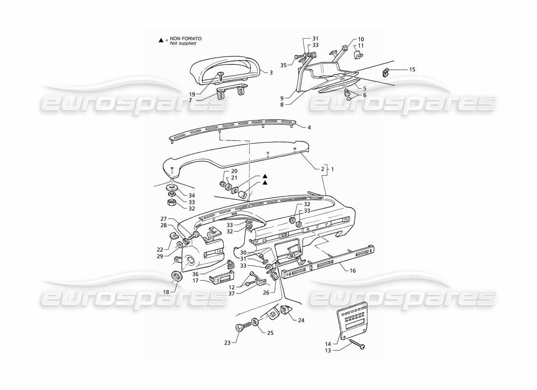 maserati qtp v6 (1996) tableau de bord (lhd) schéma des pièces