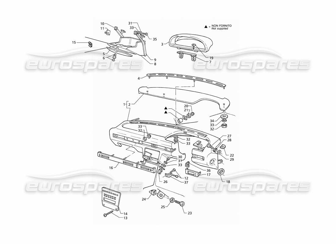 maserati qtp v8 (1998) tableau de bord (à droite) schéma des pièces