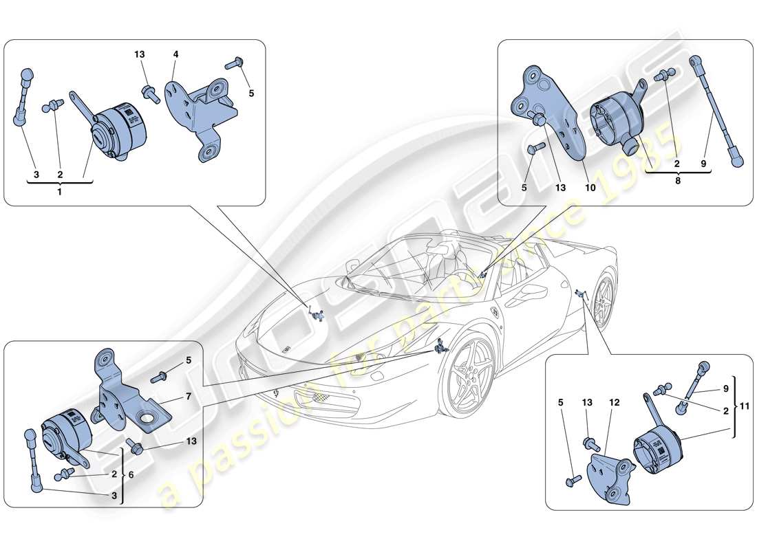 ferrari 458 spider (usa) gestion électronique (suspension) schéma des pièces