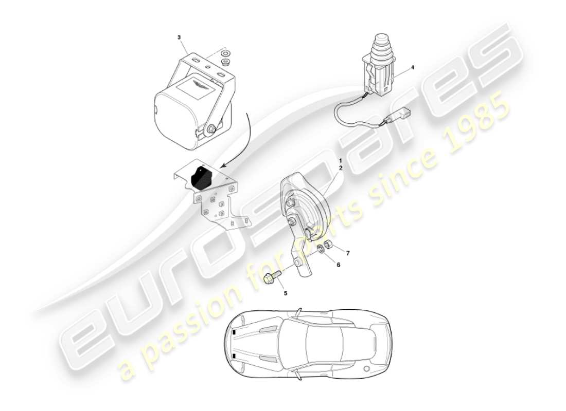 aston martin vanquish (2006) diagramme des pièces des composants du sous-capot