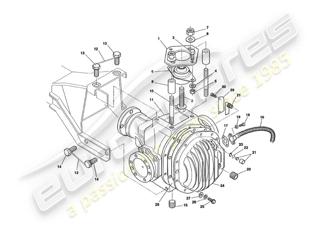 aston martin v8 volante (1998) diagramme des pièces de l'unité hypoïde