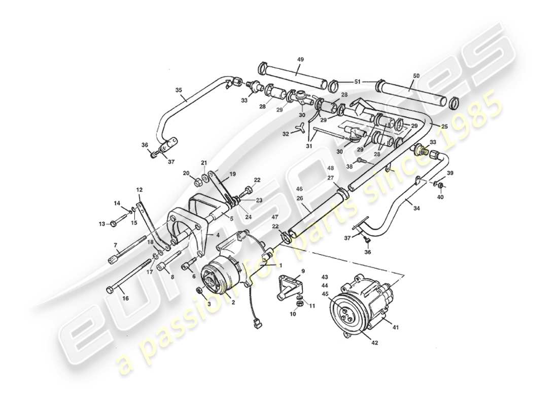 aston martin v8 virage (2000) schéma des pièces du système d'injection d'air secondaire
