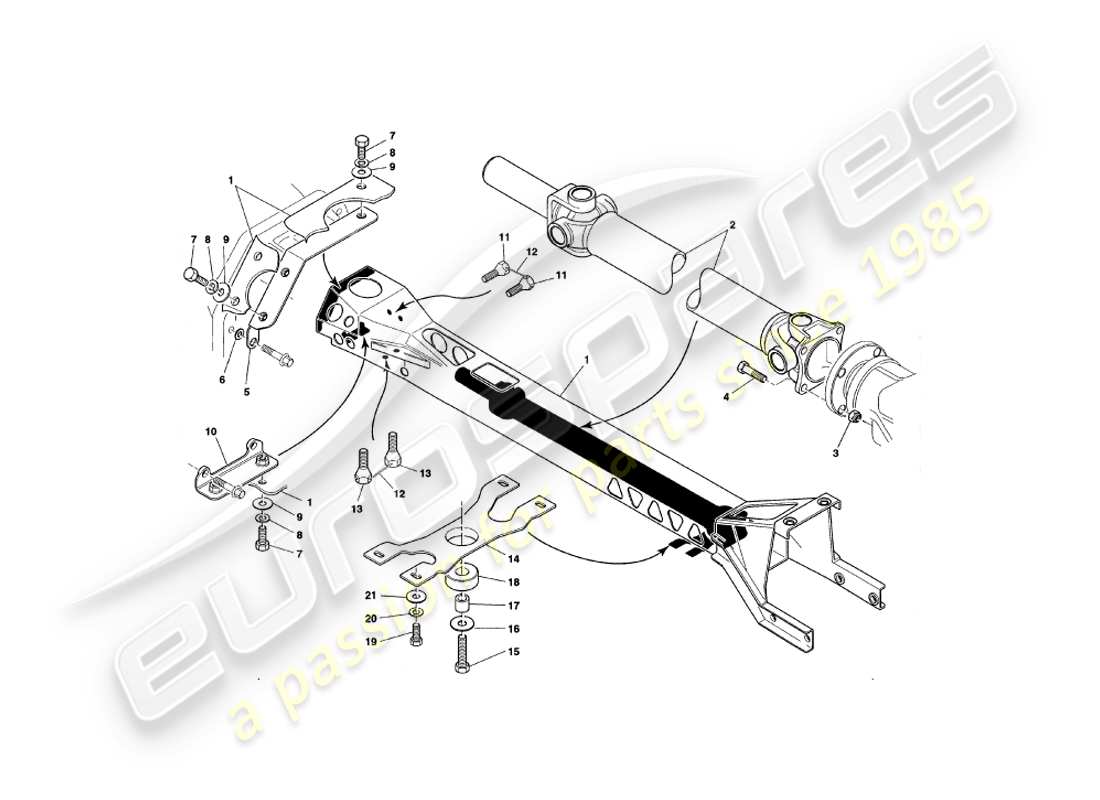aston martin v8 coupe (2000) diagramme des pièces du tube de couple et de l'arbre de transmission