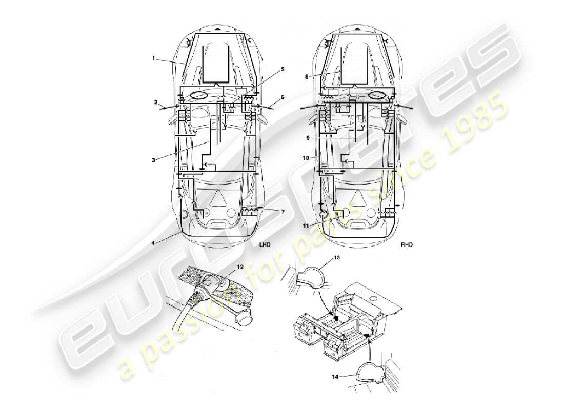 aston martin vanquish (2006) diagramme des pièces des faisceaux