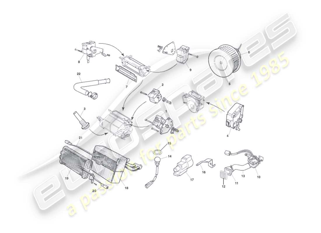 aston martin vanquish (2005) diagramme des pièces des modules de commande