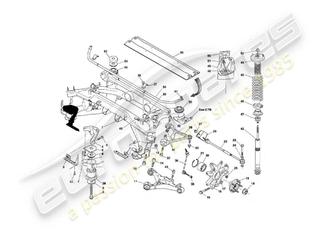aston martin vanquish (2004) suspension arrière schéma des pièces