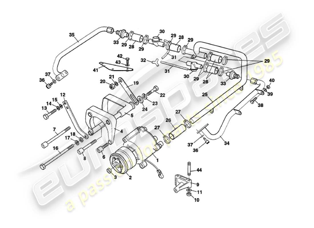 aston martin v8 volante (1997) schéma des pièces du système d'injection d'air secondaire