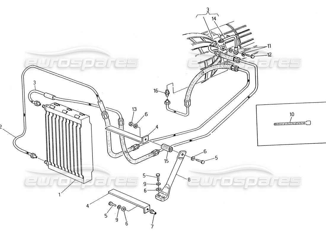 maserati 222 / 222e biturbo radiateur d'huile pour transmission automatique (4 hp) schéma des pièces