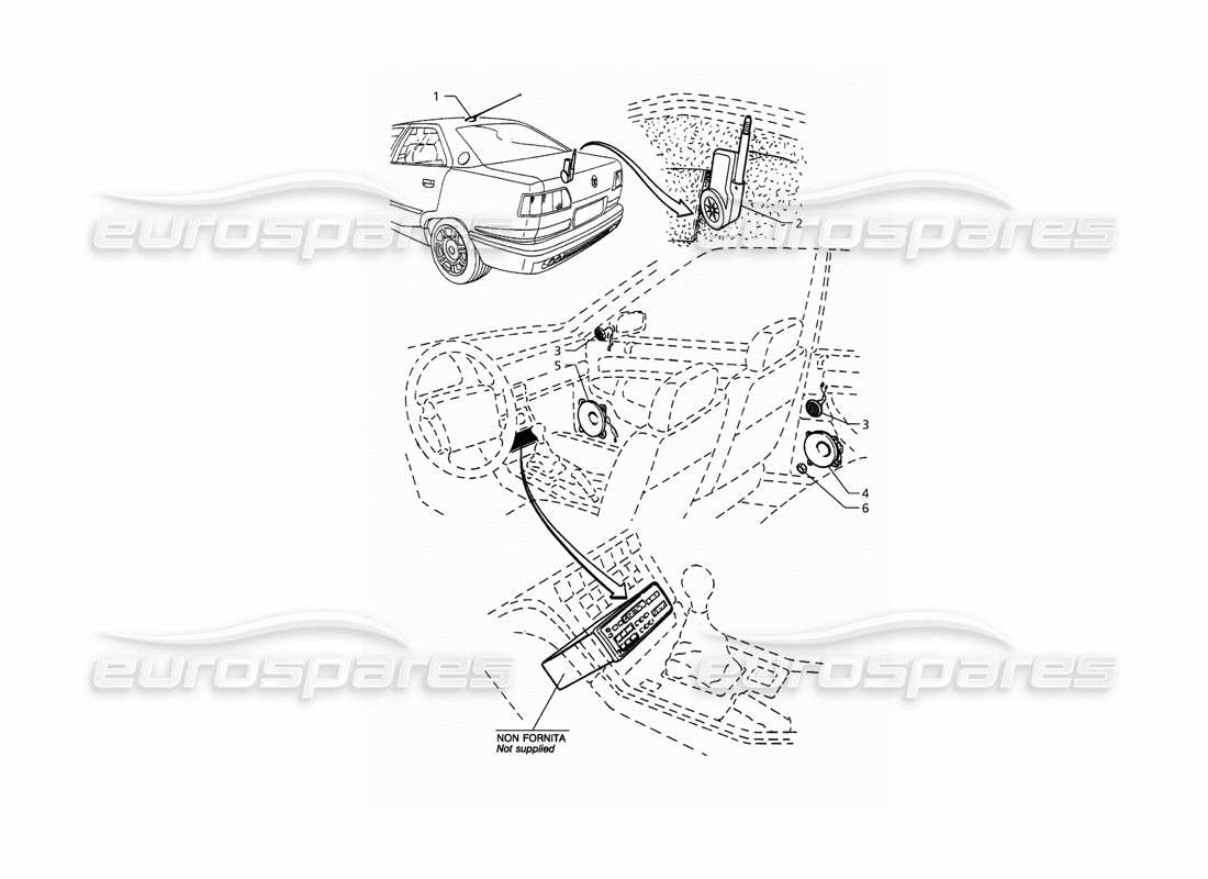 maserati qtp. 3.2 v8 (1999) système audio schéma des pièces