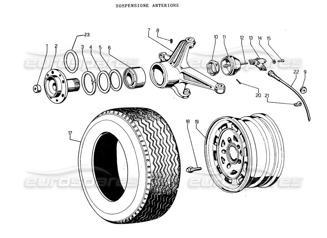 LAMBORGHINI ESPADA FRONT HUB (GRAN BRIT, IRLANDE, AUSTRALIE) SCHÉMA DES PIÈCES lamborghini espada front hub (gran brit, irlande, australie) schéma des pièces