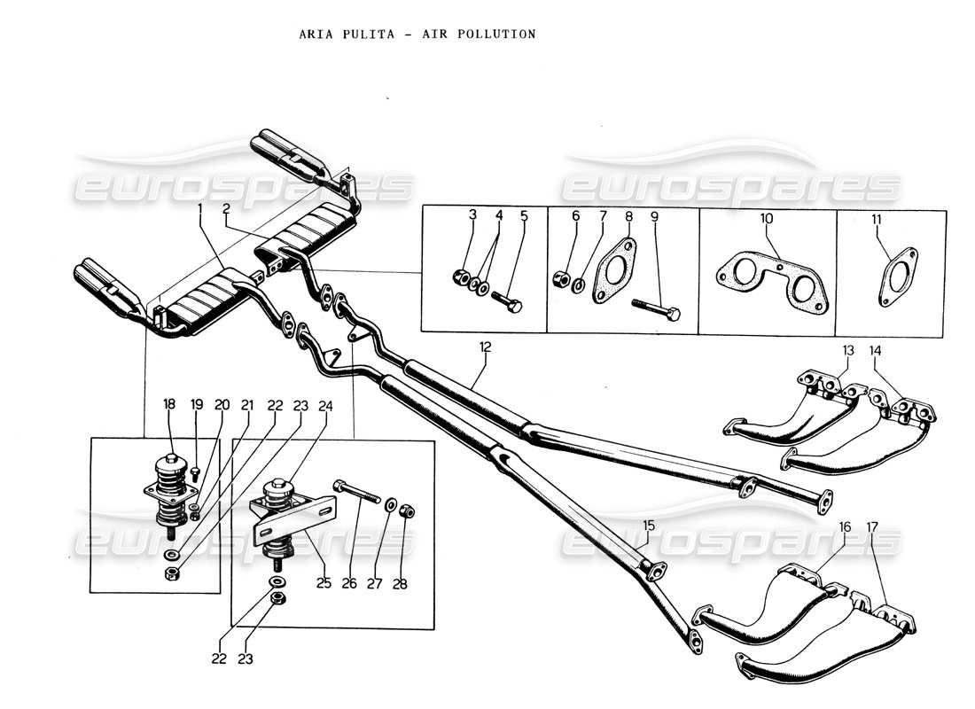 LAMBORGHINI ESPADA POMPES ANTIPOLLUTION (USA) SCHÉMA DES PIÈCES lamborghini espada pompes antipollution (usa) schéma des pièces