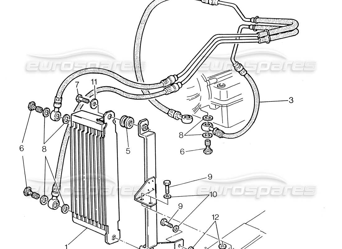 maserati 222 / 222e biturbo radiateur pour transmission automatique (3 hp) schéma des pièces