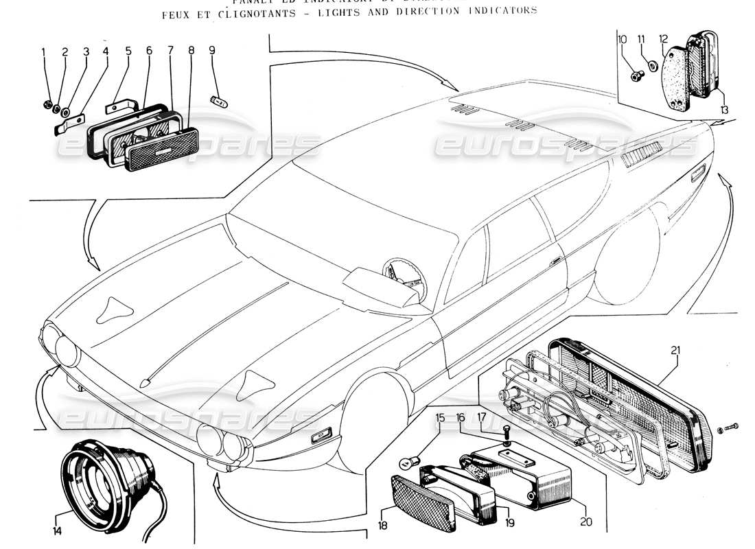 lamborghini espada lumières (royaume-uni) schéma des pièces