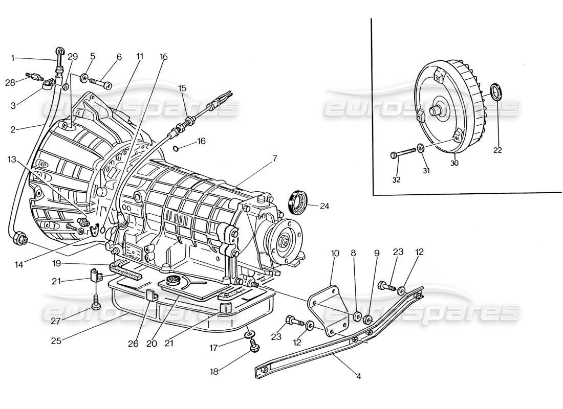 maserati 222 / 222e biturbo transmission automatique - convertisseur (4 hp) schéma des pièces
