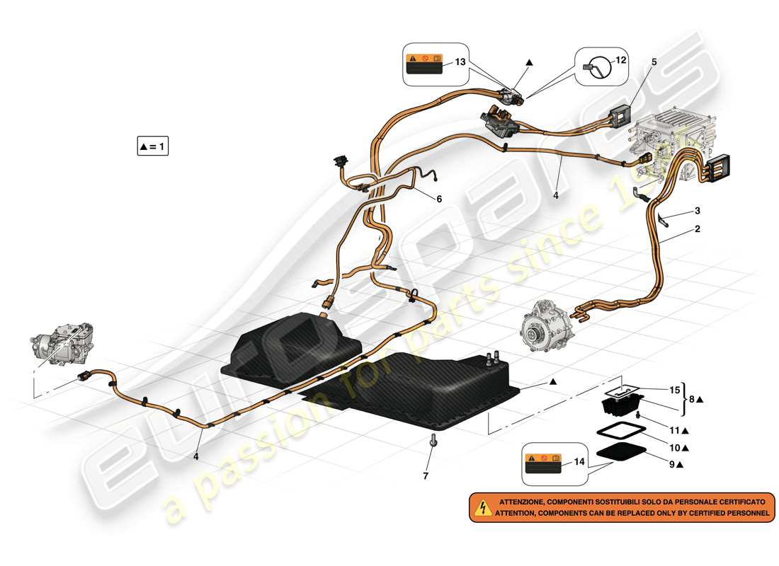 ferrari laferrari (europe) batterie ht et faisceau de câblage schéma des pièces