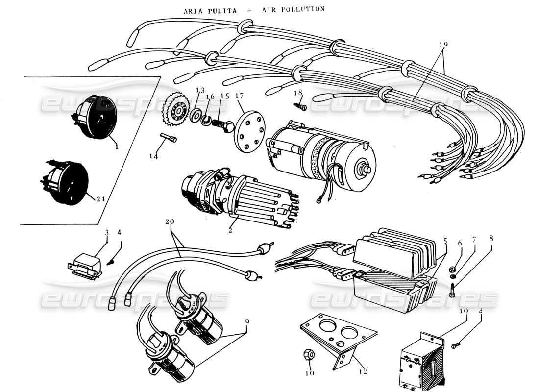 LAMBORGHINI ESPADA POMPES ANTIPOLLUTION (USA) SCHÉMA DES PIÈCES lamborghini espada pompes antipollution (usa) schéma des pièces