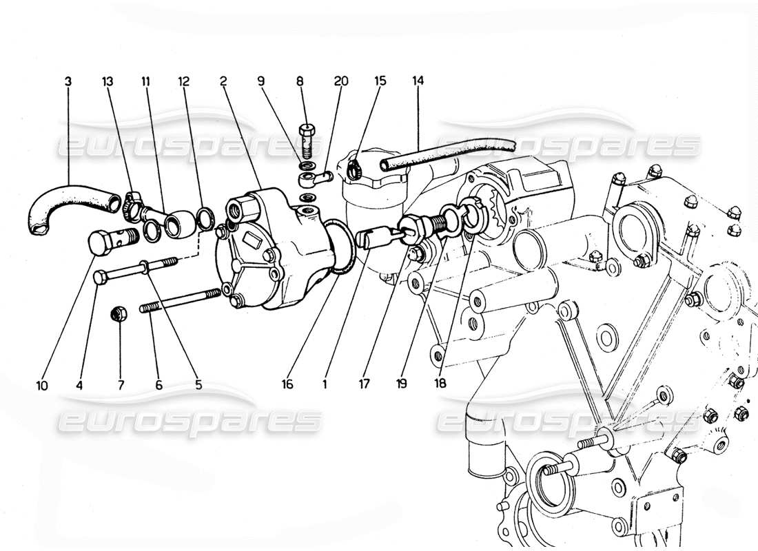 ferrari 365 gtc4 (mechanical) pompe à vide de frein - schéma des pièces de révision