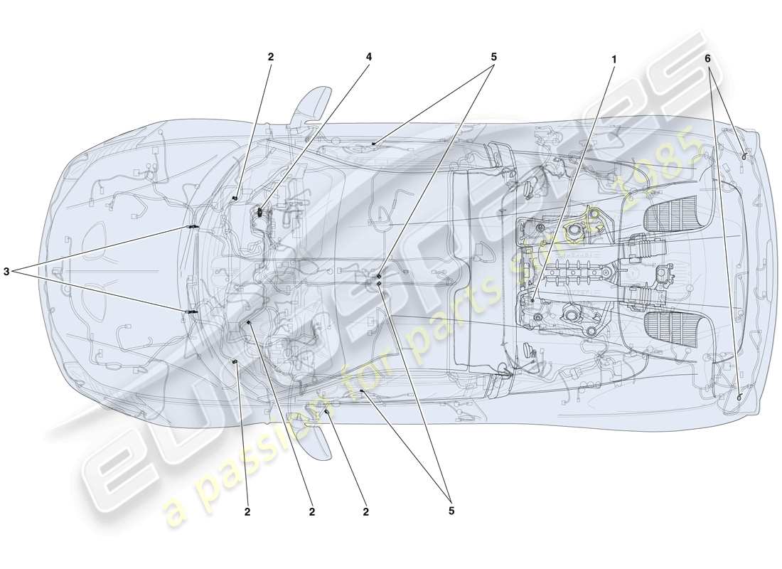 ferrari 458 speciale aperta (rhd) diverses fixations pour le système électrique schéma des pièces