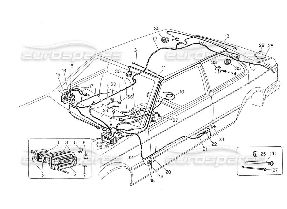 maserati 418 / 4.24v / 430 comp. passagers electr. système, direction gauche. diagramme de pièce