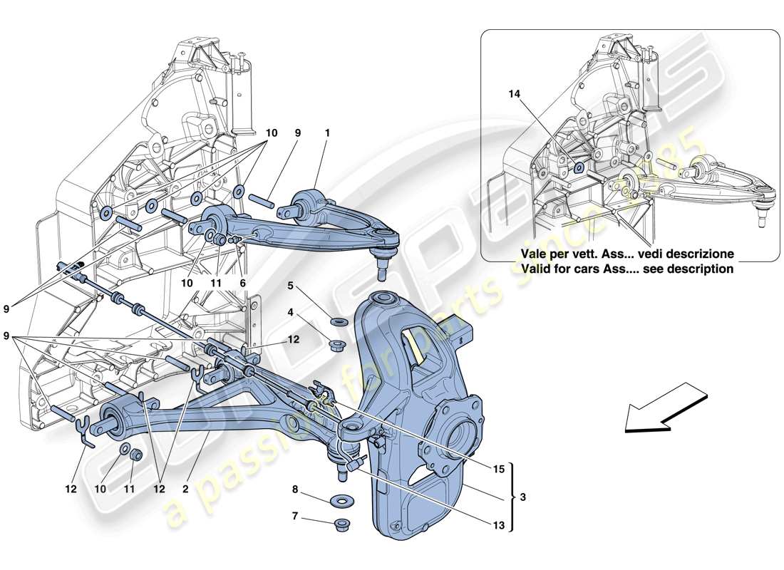 ferrari 458 italia (rhd) suspension avant - bras - schéma des pièces