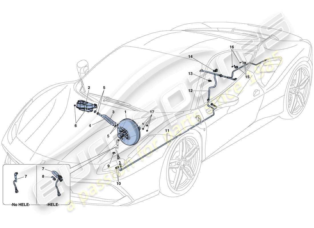 ferrari 488 gtb (europe) système de servo-frein schéma des pièces