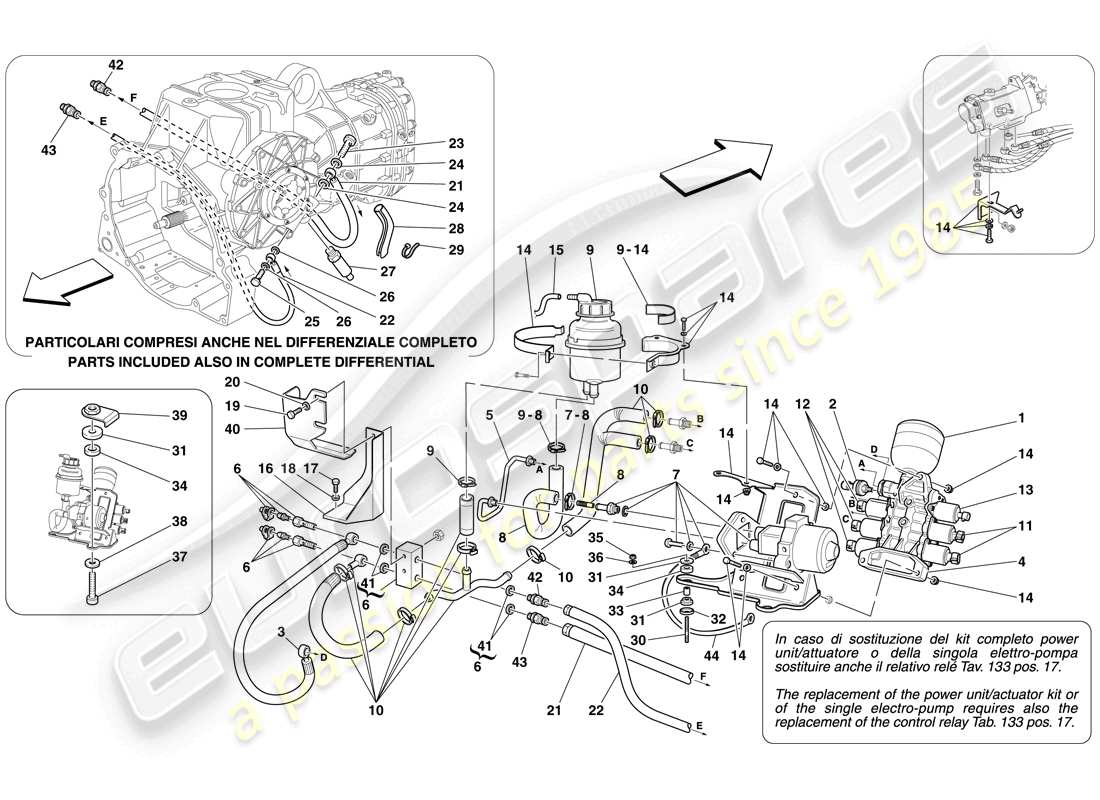 ferrari f430 scuderia spider 16m (rhd) unité de puissance et réservoir schéma des pièces