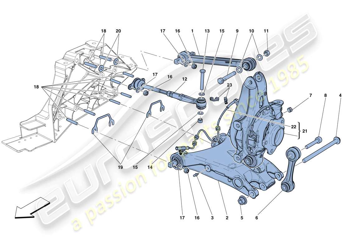 ferrari f12 berlinetta (rhd) suspension arrière - bras schéma des pièces
