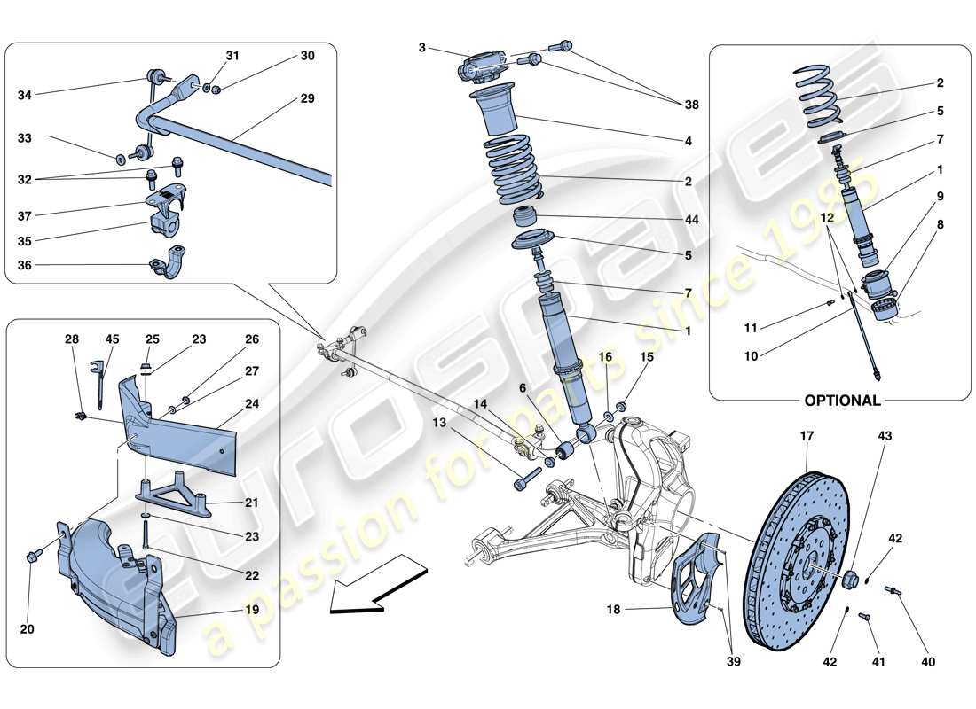 ferrari f12 berlinetta (rhd) suspension avant - amortisseur et disque de frein schéma des pièces