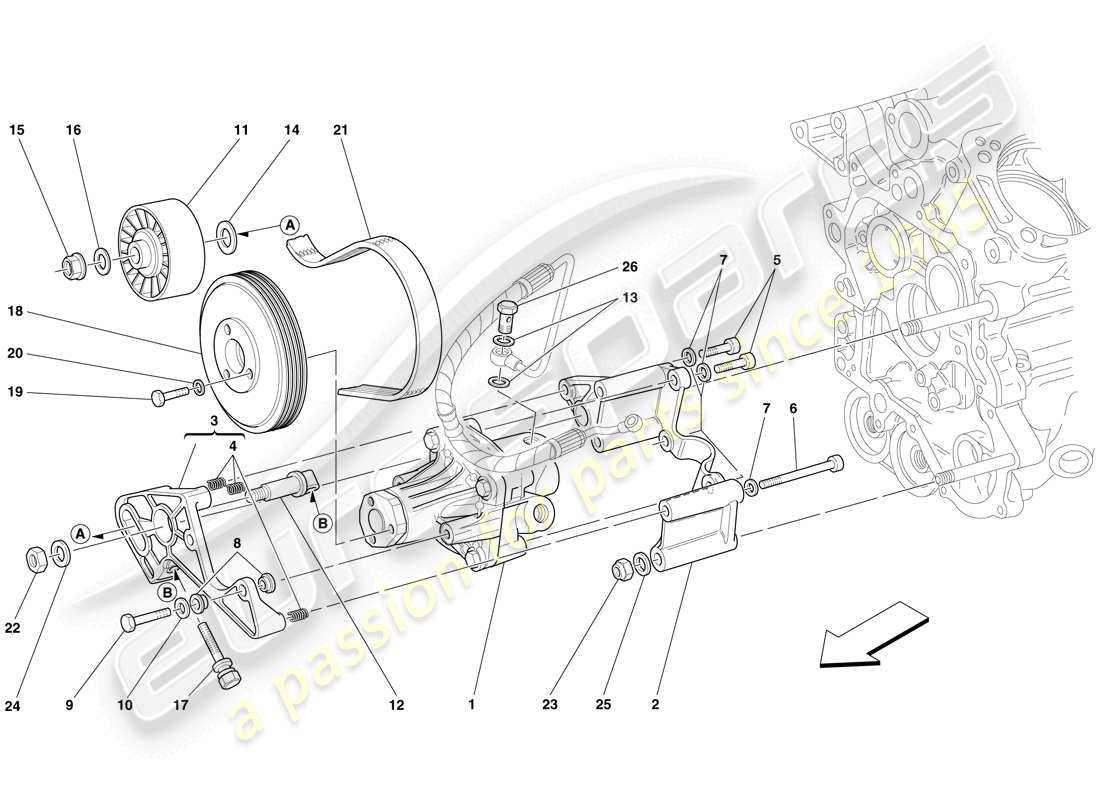 ferrari 612 sessanta (europe) pompe de direction assistée schéma des pièces