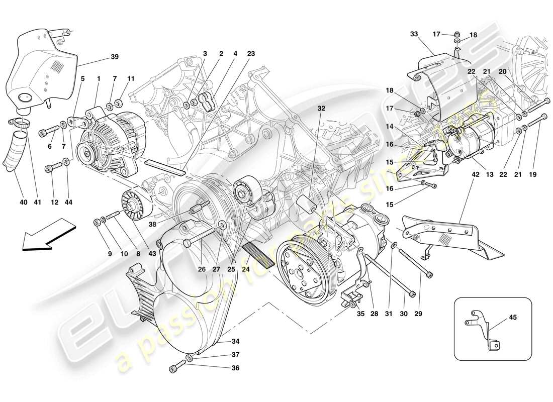 ferrari 599 gto (europe) alternateur, démarreur et compresseur ac - schéma des pièces