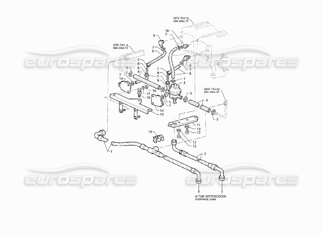 maserati qtp v8 (1998) collecteur d'admission et système d'injection schéma des pièces